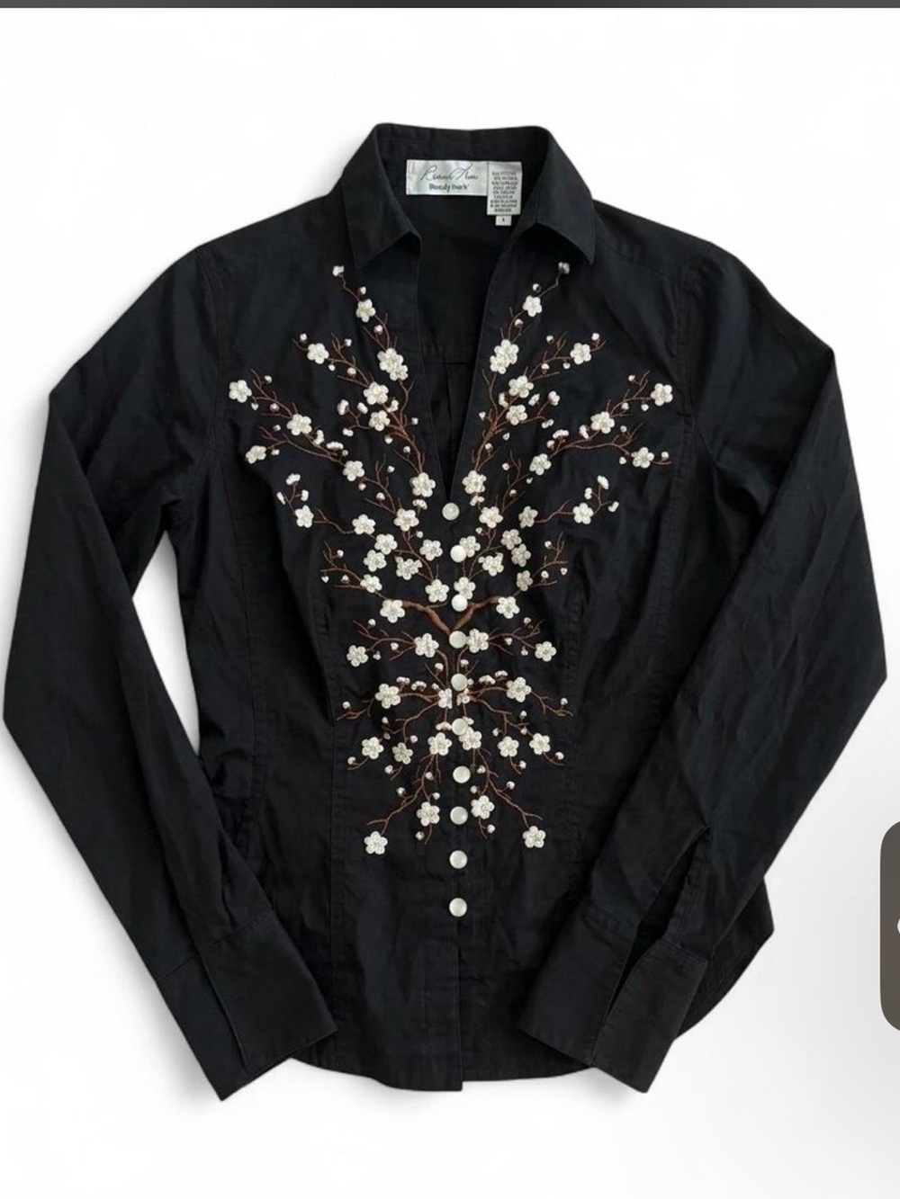 Vintage Byron Lars Beauty Mark Black button-up size 4
